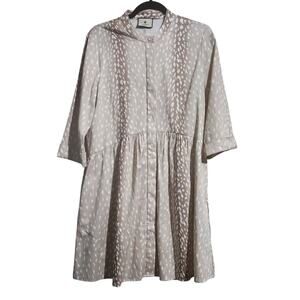 Tuckernuck Royal Shirt Dress Antelope Deer Print Large Preppy Wedding Cream Tan
